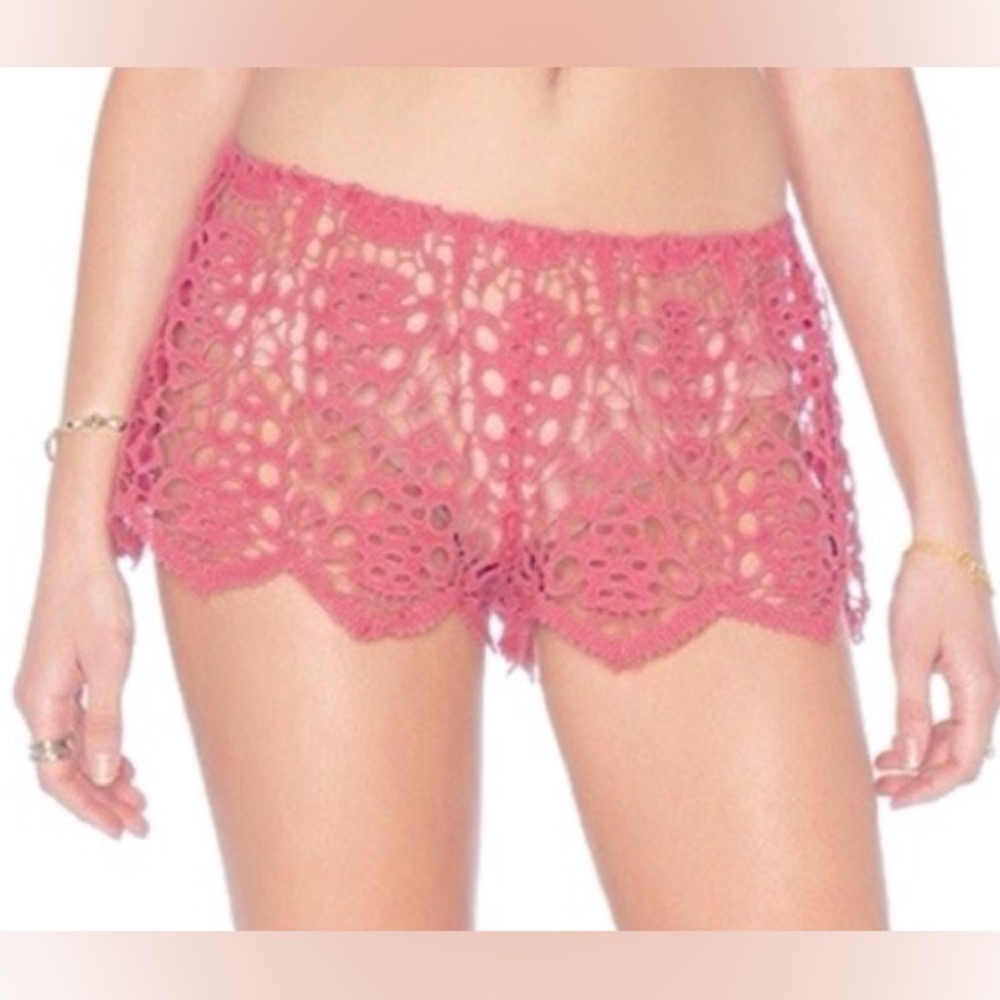 Eberjey Spearhead Sammy Swim Coverup Shorts Sz S/M Canyon Rose Boho Crochet